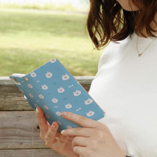 【手帳型】柴犬いっぱい_白柴(wakat)