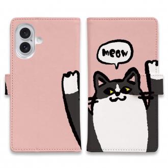 【手帳型】ワーイなネコ_ハチワレ猫(wakat)