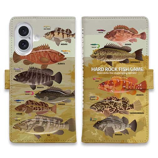 【手帳型】【FISH MAN】ハードロックフィッシュゲーム ブラウン