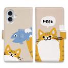 【手帳型】サカナもってワーイなネコ_茶白猫(wakat)