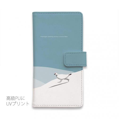 【手帳型】【FISH MAN】山シリーズ「雷鳥／冬のオス　雪原ダッシュ！」