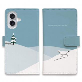 【手帳型】【FISH MAN】山シリーズ「雷鳥／冬のオス　雪原ダッシュ！」