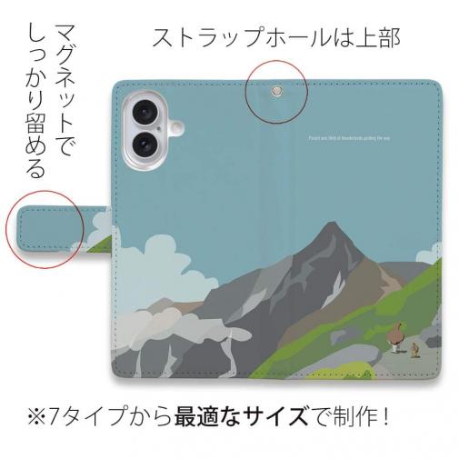 【手帳型】【FISH MAN】山シリーズ「雷鳥／夏親子」