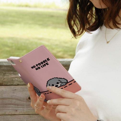 【手帳型】何か気になるプードル_シルバー(wakat)