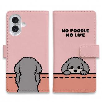 【手帳型】何か気になるプードル_シルバー(wakat)