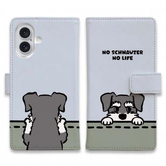 【手帳型】何か気になるミニチュアシュナウザー_ソルト＆ペッパー(wakat)