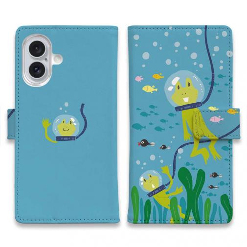 【手帳型】水中散歩するカエルくん_カラフル(wakat)