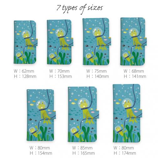 【手帳型】水中散歩するカエルくん_カラフル(wakat)