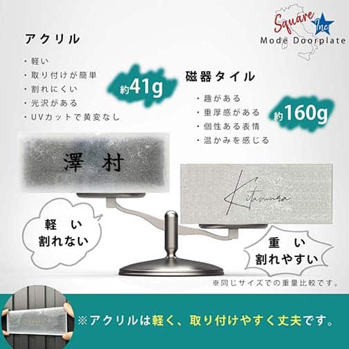 表札 長方形 Mode Doorplate Inc. 筆文字 文字ブラック