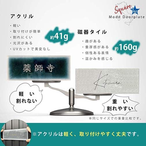 表札 長方形 Mode Doorplate Inc. 筆文字 文字マットシルバー