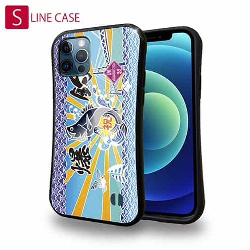 【S-LINE】赤ワイン　大漁旗スマホケース　シーバス（スズキ）