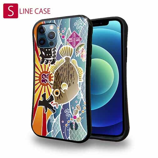 【S-LINE】赤ワイン　大漁旗スマホケース　カワハギ