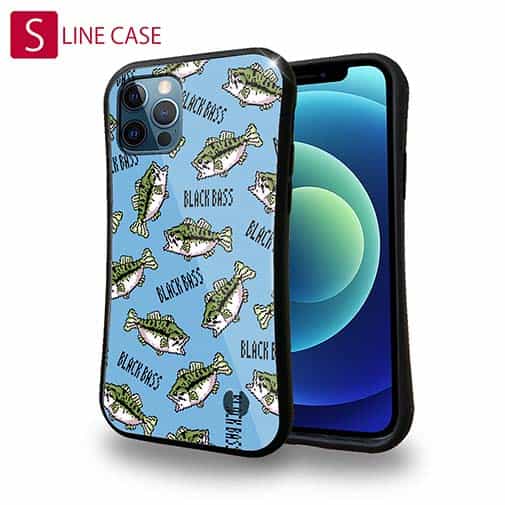 【S-LINE】【釣りざんまい】ドット絵のブラックバスがいっぱい_カラフルスカイブルー