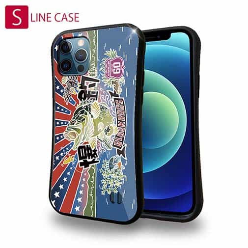 【S-LINE】赤ワイン　大漁旗スマホケース　ブラックバス