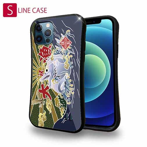 【S-LINE】赤ワイン　大漁旗スマホケース　タチウオ