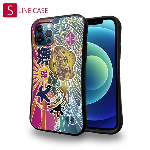 【S-LINE】赤ワイン　大漁旗スマホケース　アオリイカ