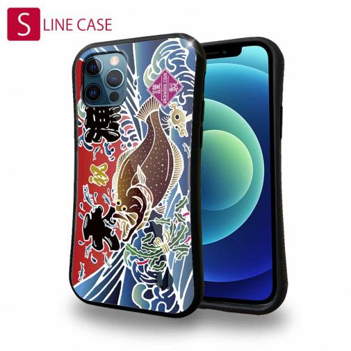 【S-LINE】赤ワイン　大漁旗スマホケース　ヒラメ