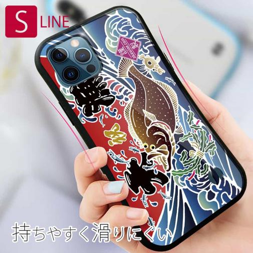 【S-LINE】赤ワイン　大漁旗スマホケース　ヒラメ