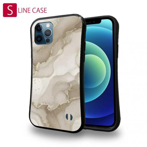 【S-LINE】くすみカラーマーブル調 ベージュ＆ゴールド