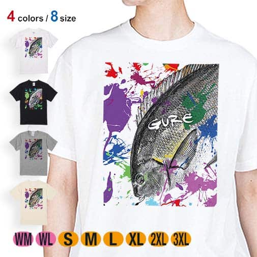 【Tシャツ】グレ(メジナ) ペンキペイント 5.6oz Cotton:100%