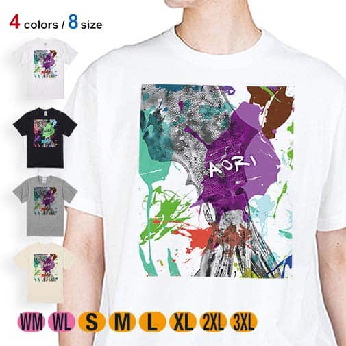 【Tシャツ】アオリイカ ペンキペイント 5.6oz Cotton:100%