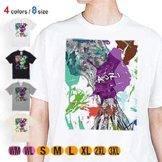 【Tシャツ】アオリイカ　ペンキペイント 5.6oz Cotton:100%