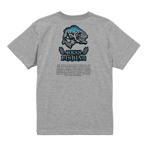 【Tシャツ】バスフィッシング　ローライダーフォント　ブルー 5.6oz Cotton:100%
