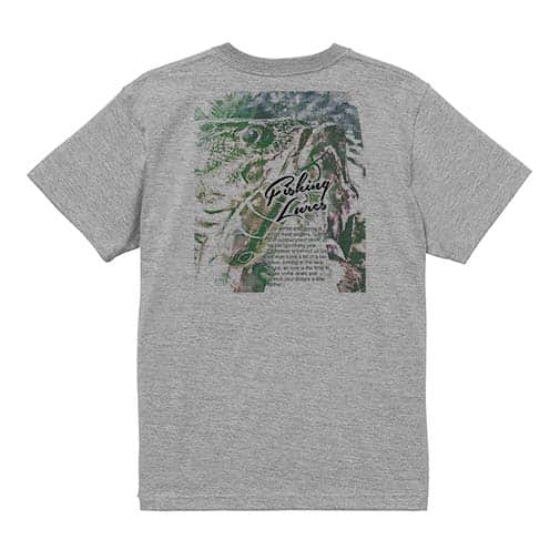 【Tシャツ】ブラックバスのバイト　ペイント風　グリーン 5.6oz Cotton:100%