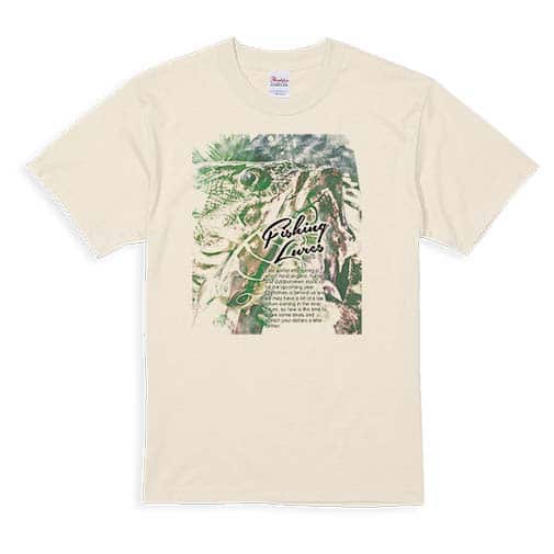 【Tシャツ】ブラックバスのバイト　ペイント風　グリーン 5.6oz Cotton:100%