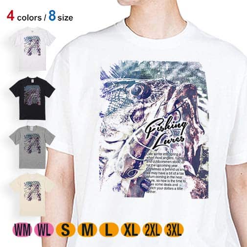 【Tシャツ】ブラックバスのバイト ペイント風 ブルー 5.6oz Cotton:100%