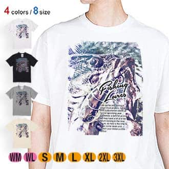 【Tシャツ】ブラックバスのバイト　ペイント風　ブルー 5.6oz Cotton:100%