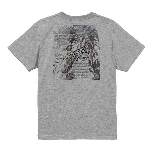 【Tシャツ】ブラックバスのバイト　ペイント風　モノトーン 5.6oz Cotton:100%
