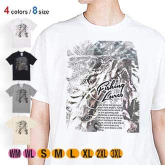 【Tシャツ】ブラックバスのバイト　ペイント風　モノトーン 5.6oz Cotton:100%