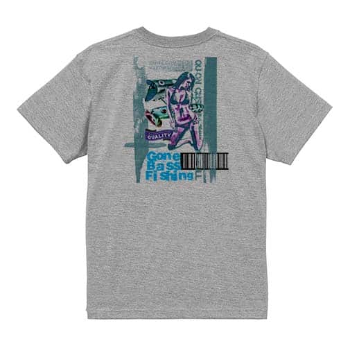 【Tシャツ】Gone Bass Fishing ローライダーポスター風　エメラルドグリーン 5.6oz Cotton:100%