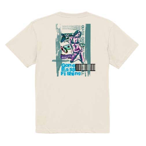 【Tシャツ】Gone Bass Fishing ローライダーポスター風　エメラルドグリーン 5.6oz Cotton:100%
