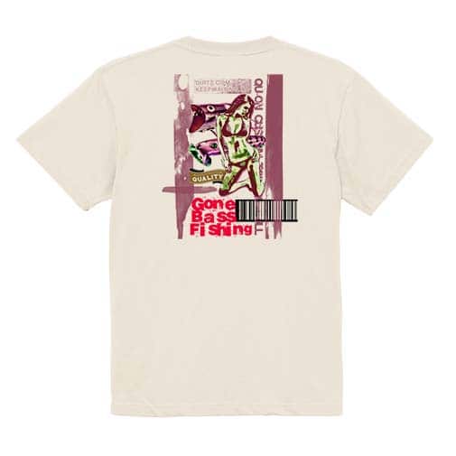 【Tシャツ】Gone Bass Fishing ローライダーポスター風　ライトレッド 5.6oz Cotton:100%