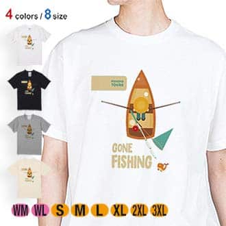【Tシャツ】ボート釣りに行く!　GONE FISHING 5.6oz Cotton:100%