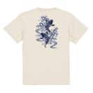 【Tシャツ】タトゥー風昇り鯉　ブルー&ホワイト 5.6oz Cotton:100%