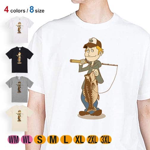 【Tシャツ】釣りボーイ イラスト 5.6oz Cotton:100%