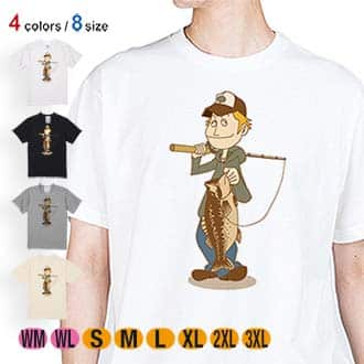 【Tシャツ】釣りボーイ　イラスト 5.6oz Cotton:100%