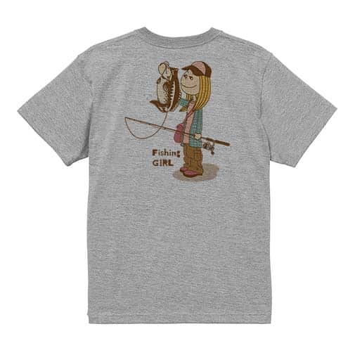 【Tシャツ】釣りガール　イラスト　ブラックバス 5.6oz Cotton:100%