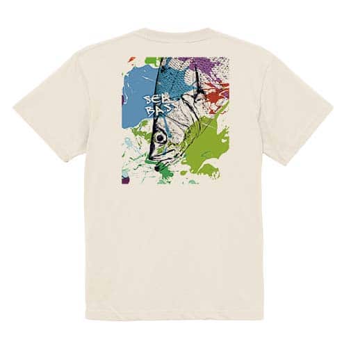 【Tシャツ】シーバス(ヒラスズキ)　ペンキペイント 5.6oz Cotton:100%