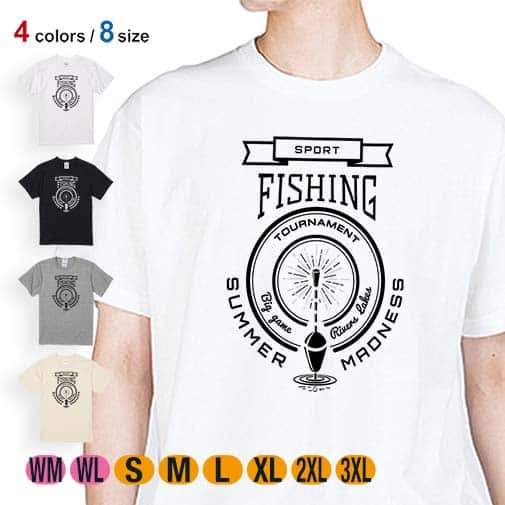 【Tシャツ】釣りエンブレム 5.6oz Cotton:100%