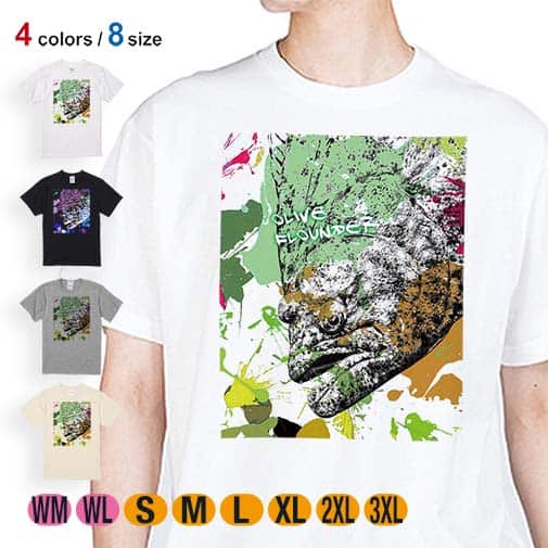 【Tシャツ】ヒラメ ペンキペイント 5.6oz Cotton:100%