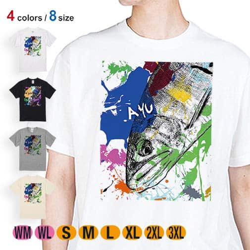 【Tシャツ】アユ ペンキペイント 5.6oz Cotton:100%