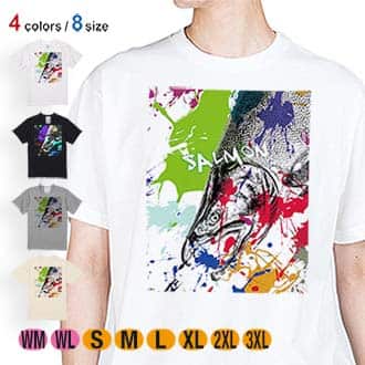 【Tシャツ】サケ　ペンキペイント 5.6oz Cotton:100%