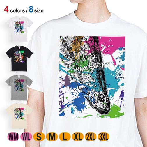 【Tシャツ】ライギョ ペンキペイント 5.6oz Cotton:100%