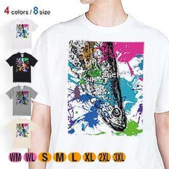 【Tシャツ】ライギョ　ペンキペイント 5.6oz Cotton:100%