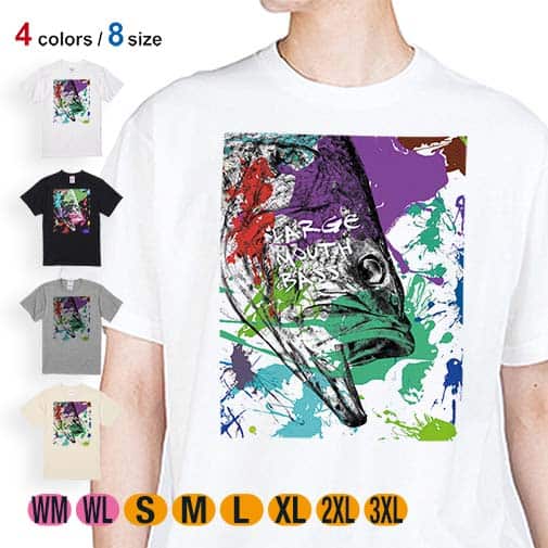【Tシャツ】ブラックバス2 ペンキペイント 5.6oz Cotton:100%