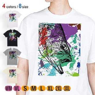 【Tシャツ】ブラックバス2　ペンキペイント 5.6oz Cotton:100%